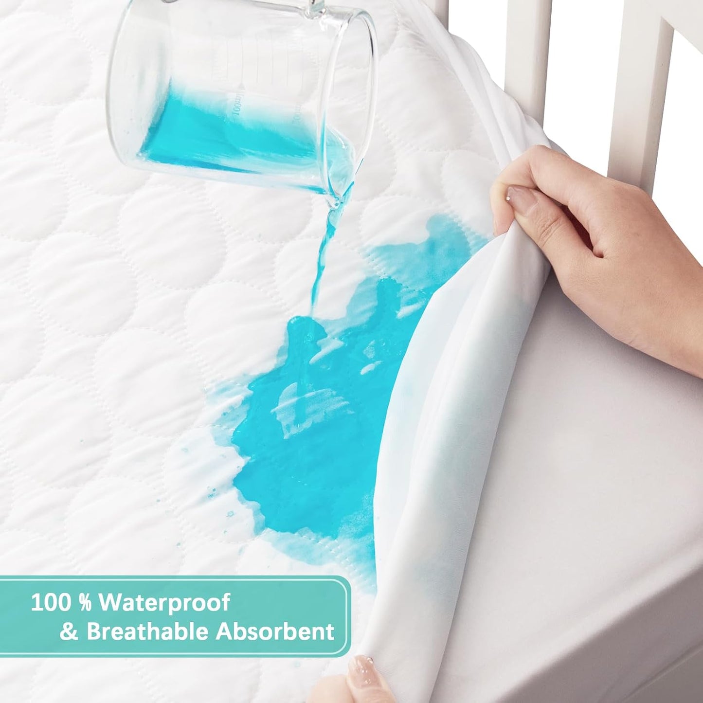 Crib Mattress Protector Pad Waterproof, Toddler Waterproof Crib Mattress Cover, Machine Washable & Dryer Fit Baby Toddler Bed Mattress Protector (Standard Size 52” X 28”), White