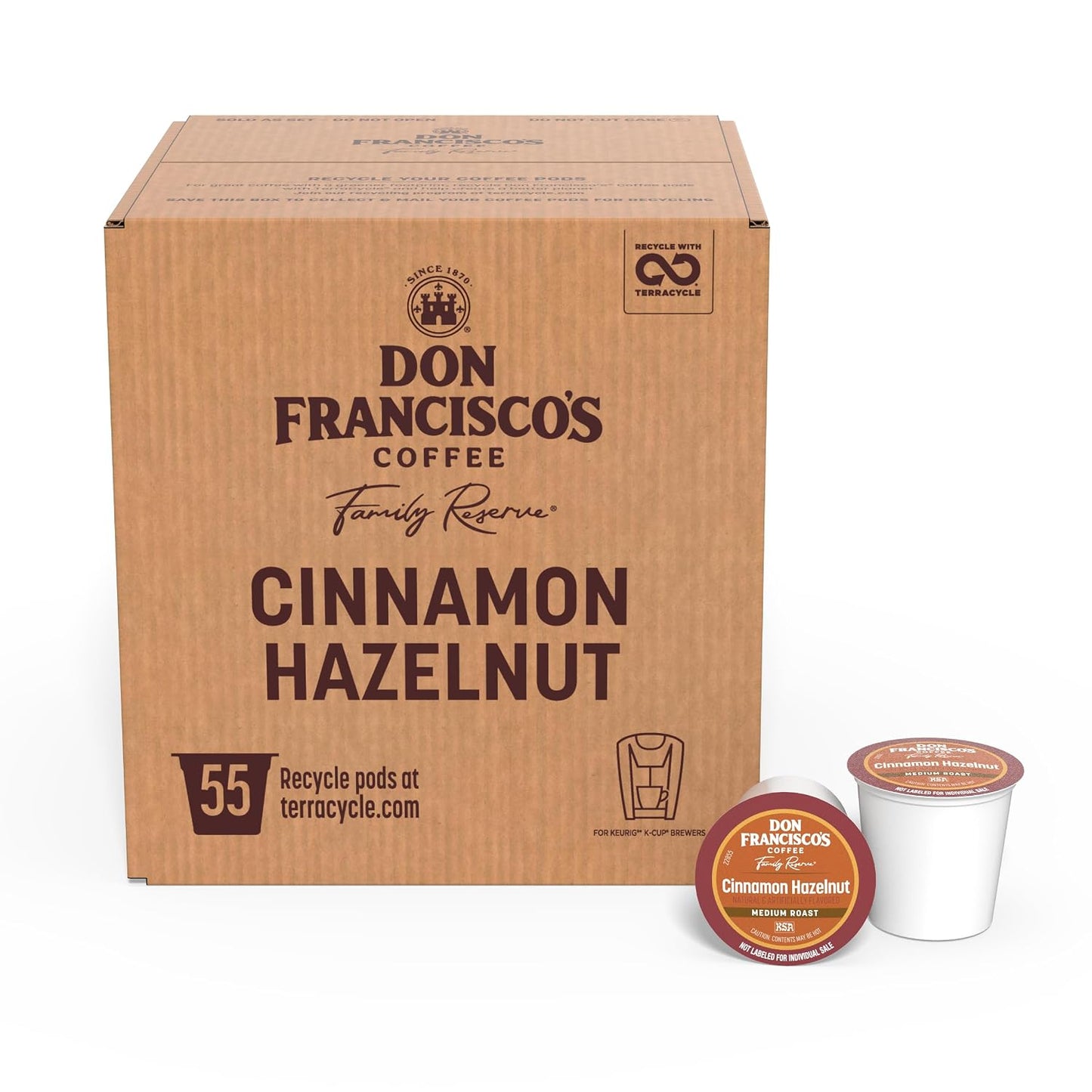 Cinnamon Hazelnut Coffee Pods, Medium Roast, 55Ct | Compatible with Keurig Coffee Pod Brewers, 100% Arabica Coffee, Convenient Single Serve Brewing, Fresh Brew in Every Cup
