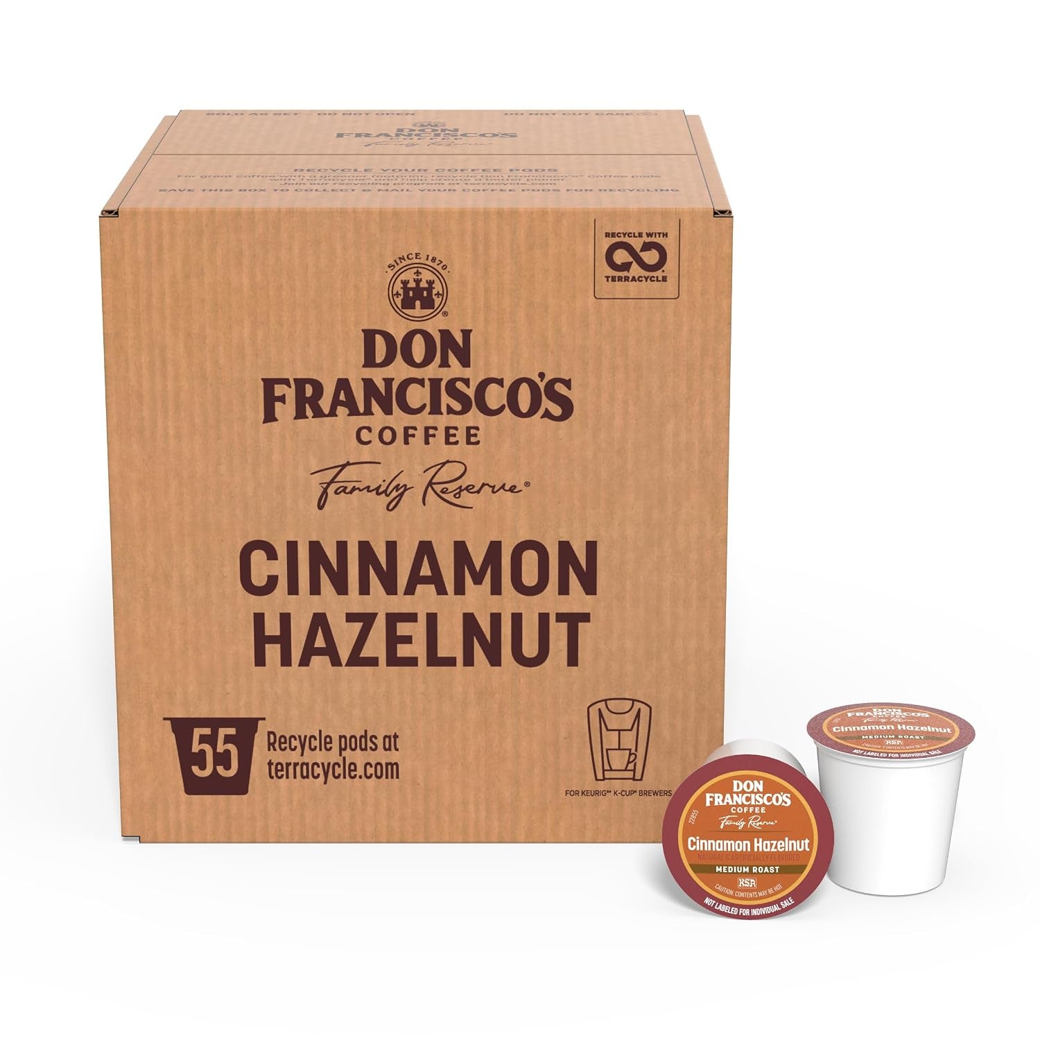 Cinnamon Hazelnut Coffee Pods, Medium Roast, 55Ct | Compatible with Keurig Coffee Pod Brewers, 100% Arabica Coffee, Convenient Single Serve Brewing, Fresh Brew in Every Cup