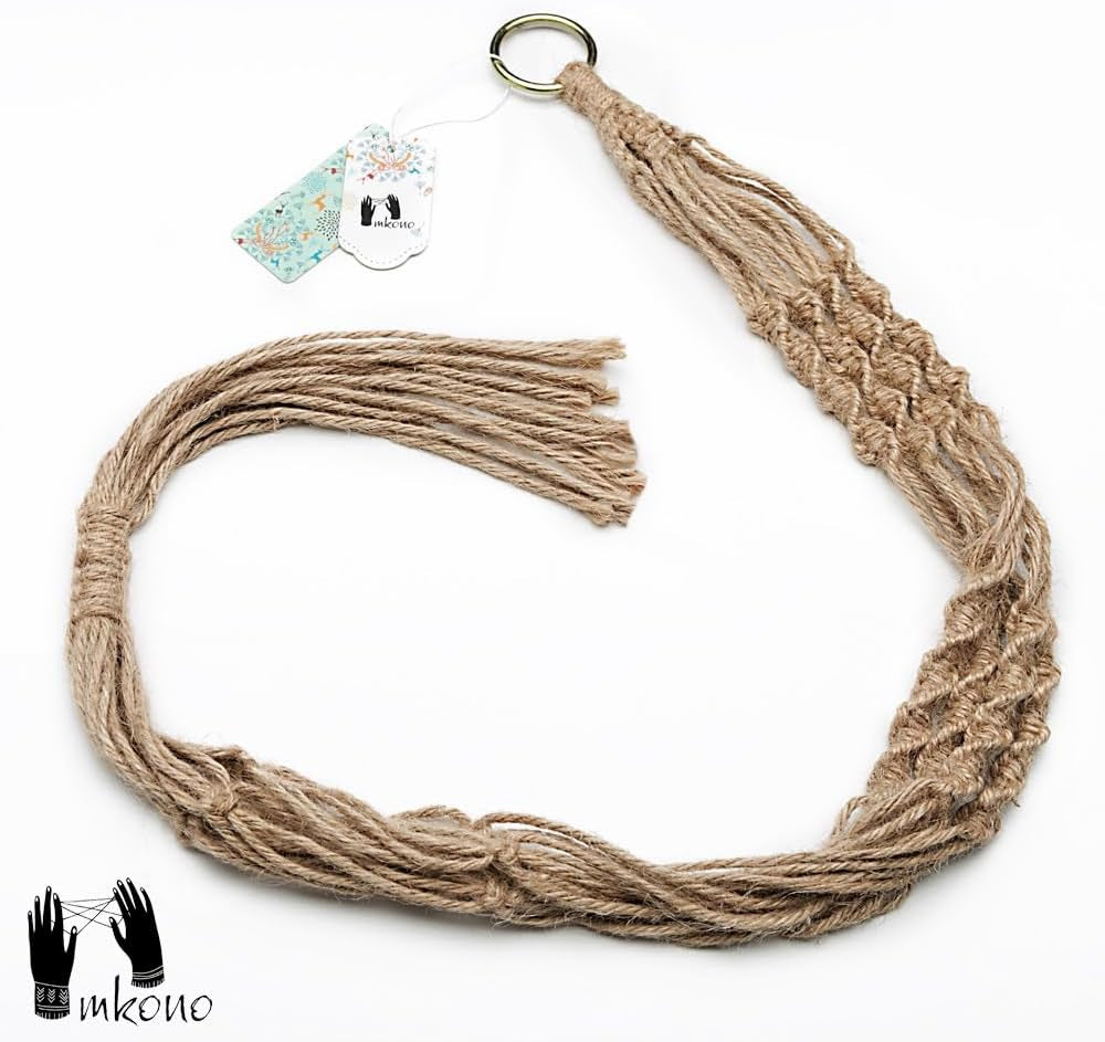2 Pack Macrame Plant Hangers Indoor Hanging Planter Basket Decorative Flower Pot Holder Jute Rope for Indoor Outdoor Home Decor 4 Legs 40 Inch, Brown