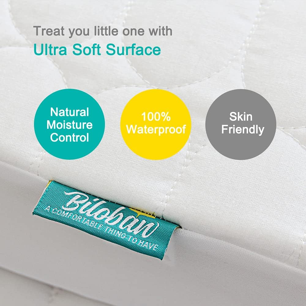 Crib Mattress Protector Pad Waterproof, Toddler Waterproof Crib Mattress Cover, Machine Washable & Dryer Fit Baby Toddler Bed Mattress Protector (Standard Size 52” X 28”), White