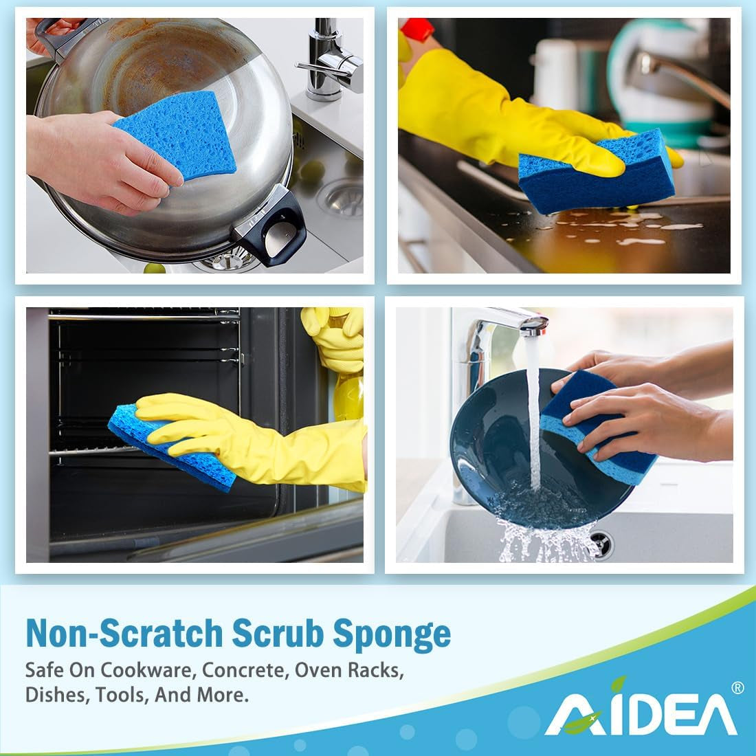 Non Scratch Scrub Sponge, 24Count, Sponges for Dishes, Sponges Kitchen, Cleaning Sponge, Cleans Fast without Scratching, Stands up to Stuck-On Grime, Cleaning Power for Everyday Jobs