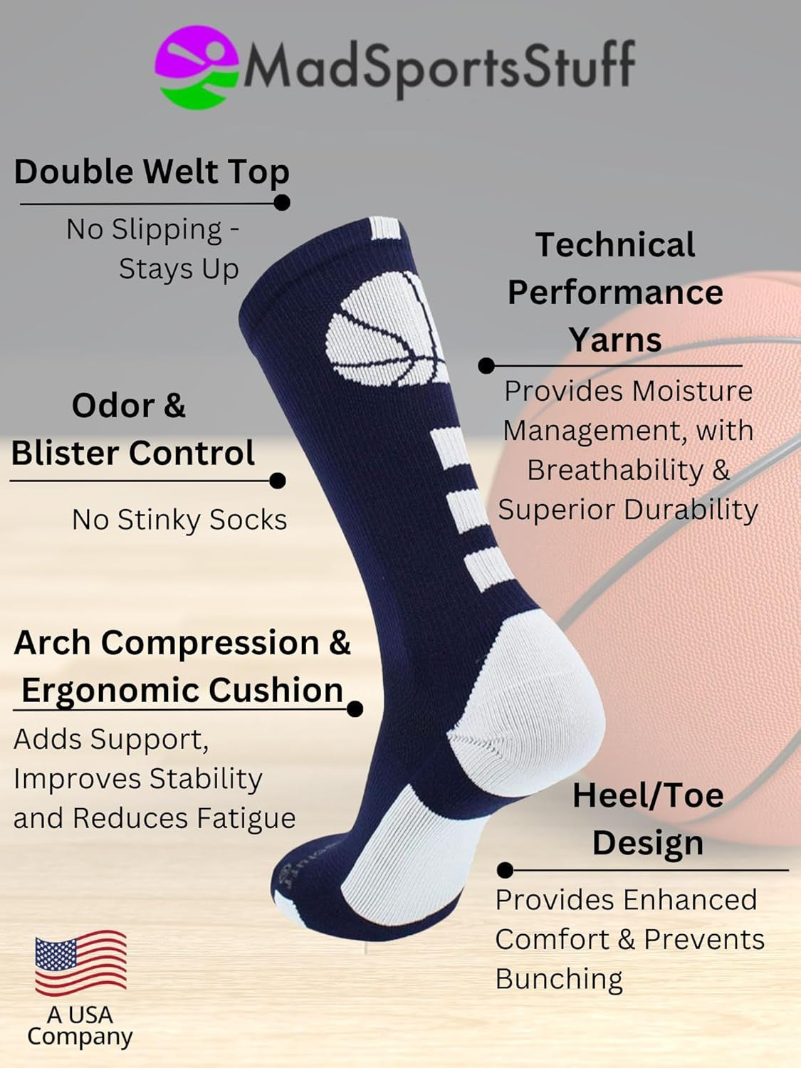 Basketball Socks - Youth & Adult Team Apparel - Durable Knit