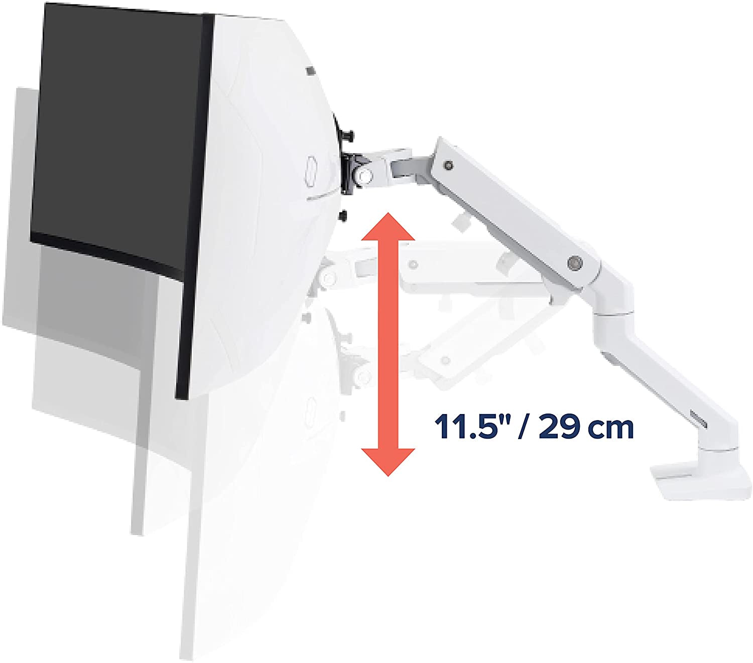 Ergotron – HX HD Premium Heavy Duty Gaming Monitor Arm, Single Monitor Desk Mount – for 1000R Curved Ultrawide Monitors up to 49 Inches, 28 to 42 Lbs, VESA 75X75Mm or 100X100Mm – HD Pivot, White