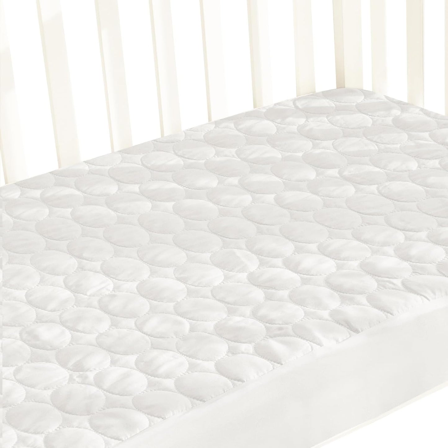 Crib Mattress Protector Pad Waterproof, Toddler Waterproof Crib Mattress Cover, Machine Washable & Dryer Fit Baby Toddler Bed Mattress Protector (Standard Size 52” X 28”), White
