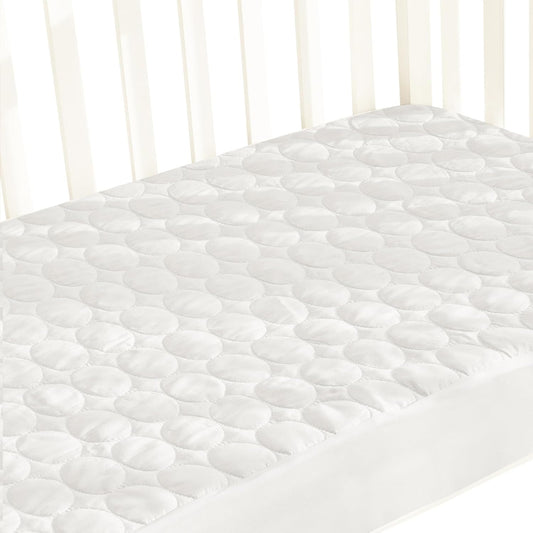 Crib Mattress Protector Pad Waterproof, Toddler Waterproof Crib Mattress Cover, Machine Washable & Dryer Fit Baby Toddler Bed Mattress Protector (Standard Size 52” X 28”), White