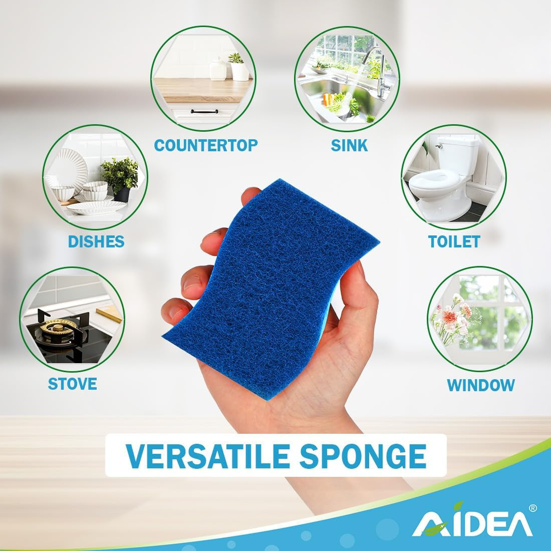 Non Scratch Scrub Sponge, 24Count, Sponges for Dishes, Sponges Kitchen, Cleaning Sponge, Cleans Fast without Scratching, Stands up to Stuck-On Grime, Cleaning Power for Everyday Jobs
