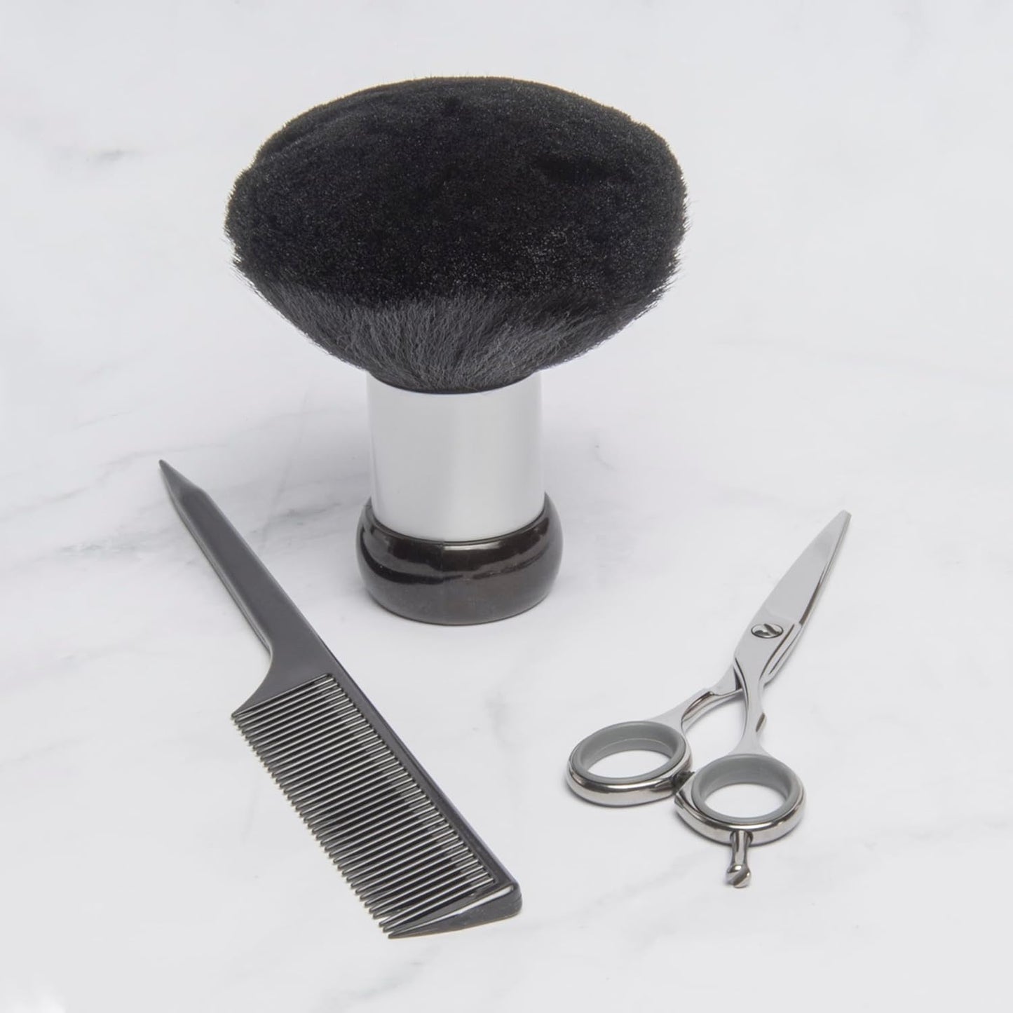 Neck Duster Brush for Hair Cutting, Removes Loose Hair from Neckline and Ears, Barber Supplies and Salon Accessories, Soft Nylon Bristles, Stand up Base, 5"
