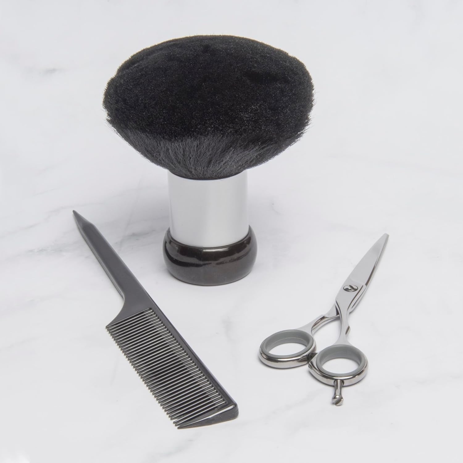Neck Duster Brush for Hair Cutting, Removes Loose Hair from Neckline and Ears, Barber Supplies and Salon Accessories, Soft Nylon Bristles, Stand up Base, 5"
