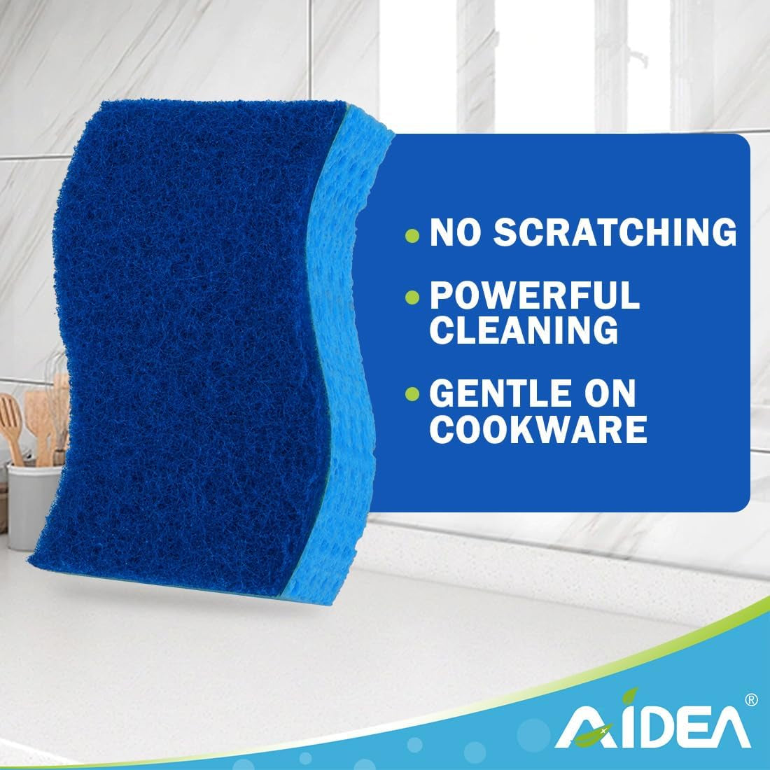 Non Scratch Scrub Sponge, 24Count, Sponges for Dishes, Sponges Kitchen, Cleaning Sponge, Cleans Fast without Scratching, Stands up to Stuck-On Grime, Cleaning Power for Everyday Jobs