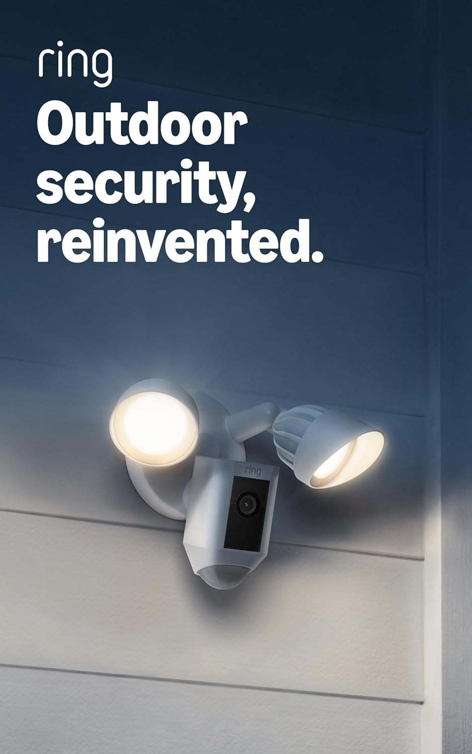 Floodlight Cam Wired Plus, Outdoor Home or Business Security with Motion-Activated 1080P HD Video and Floodlights, White